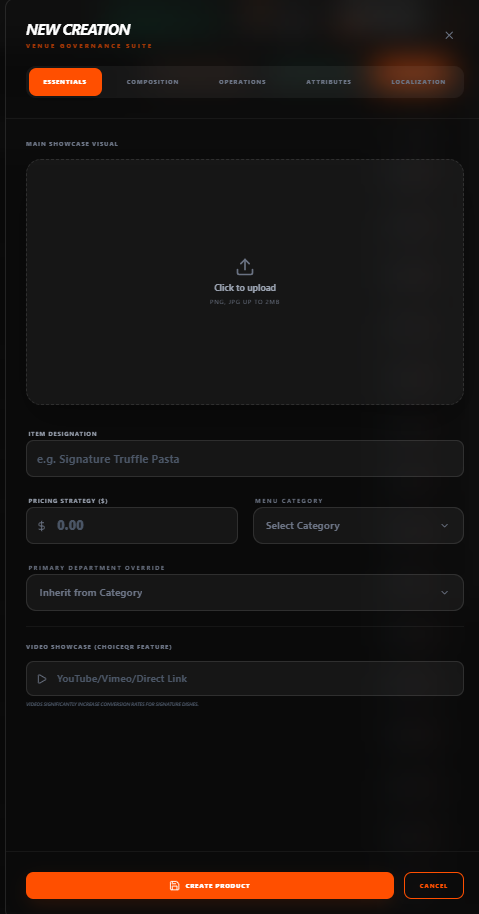 TableGreet Add Item Essentials Form