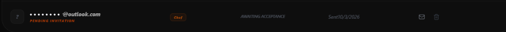 TableGreet Step 4: Pending Invitation Status in Team Roster